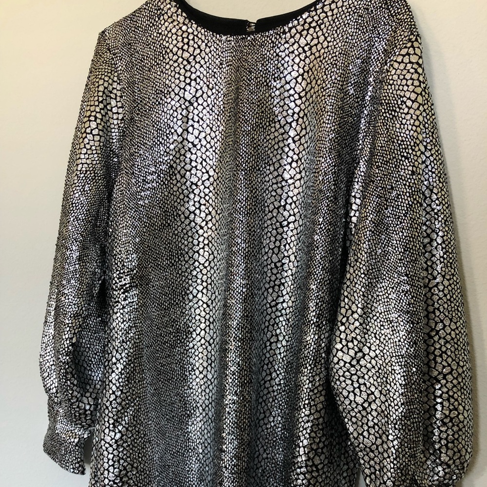 Boutique M Silver Crocodile Sequin Frock Dress